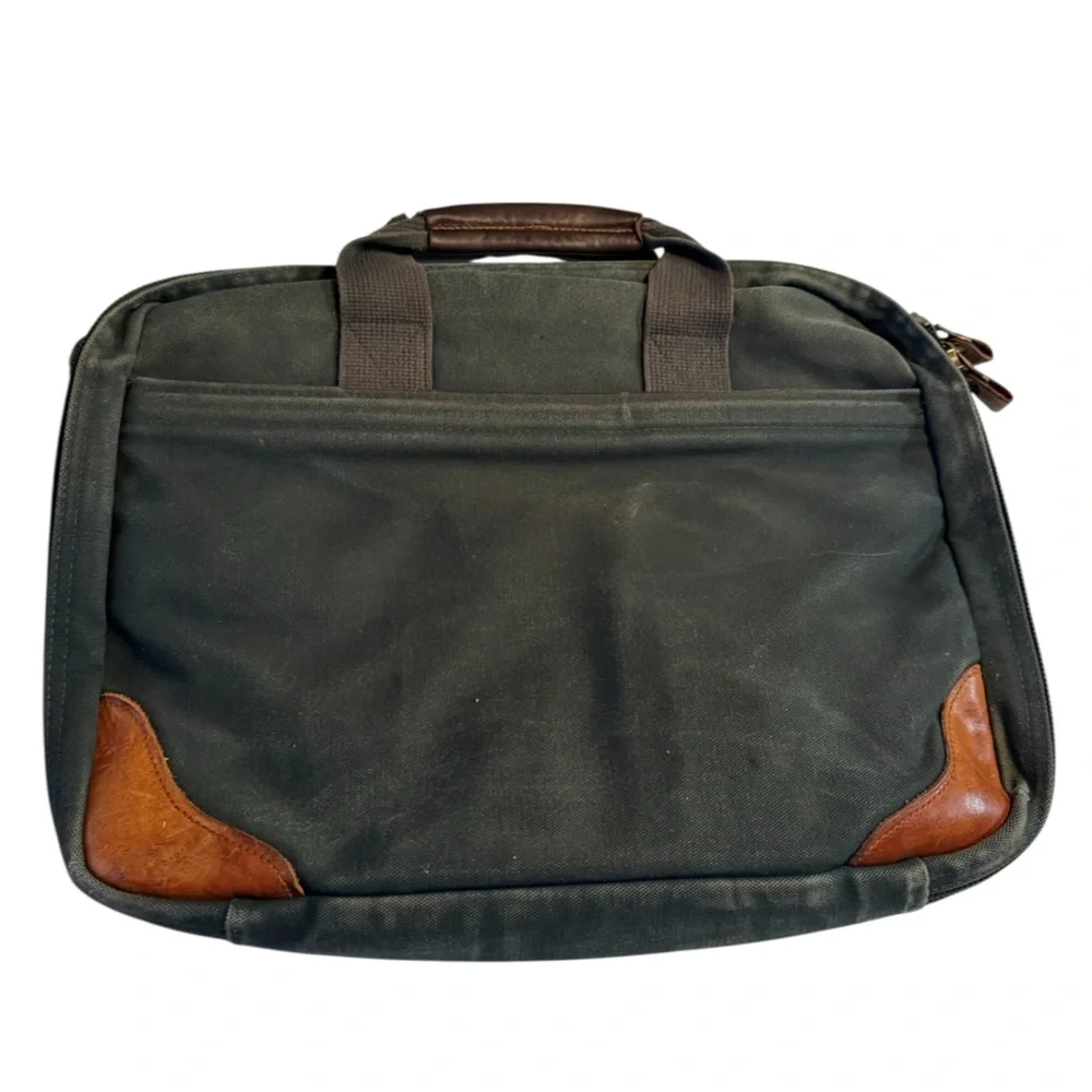 Vintage MGM Movie Studios Lands End Canvas Green & Brown Men's Briefcase Bag